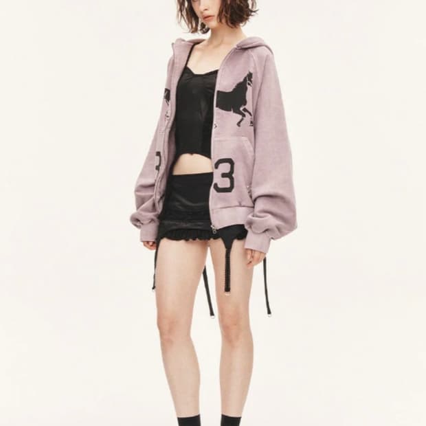 (일괄) 쓰리타임즈 미드나잇 스터드 후드집업 + 가터 스커트