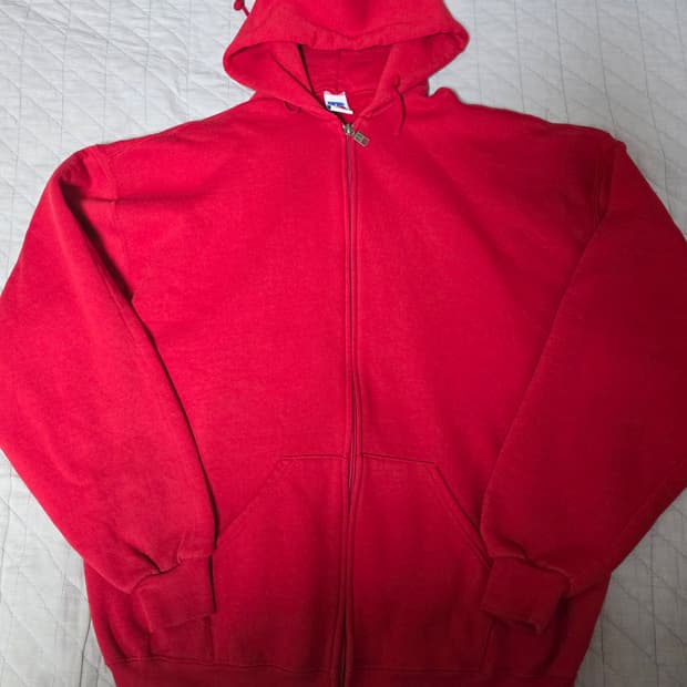 [XXL] 90s 빈티지 러셀 애슬레틱 레드 후드집업 - 그레이트 컨디션