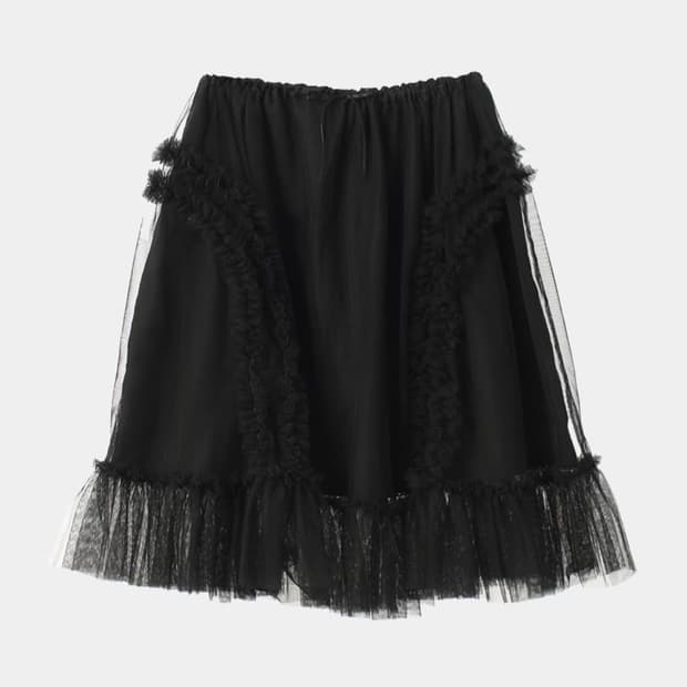 생긴 스튜디오 러플 샤 스커트 블랙