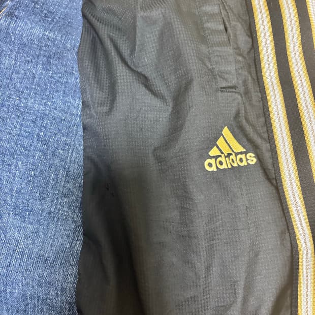 아디다스 리메이크 배색 와이드 데님