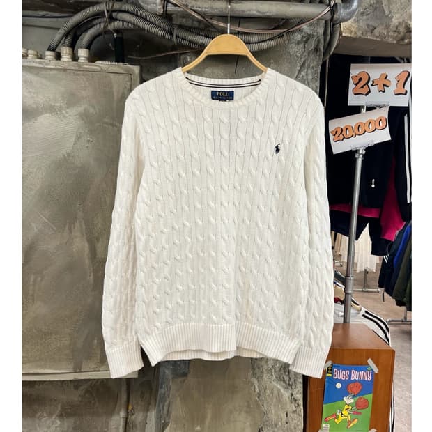 폴로 랄프로렌 꽈배기 니트 화이트 XL #csz3771