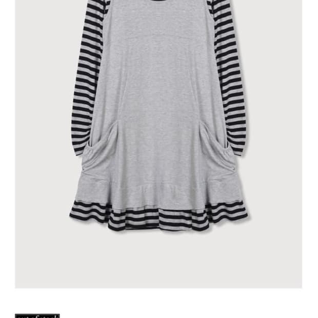 온무드 셔링 스트라이프 레이어드 원피스 ownmood