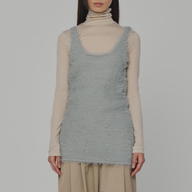 택o 아모멘토 shaggy knit dress 라이트민트