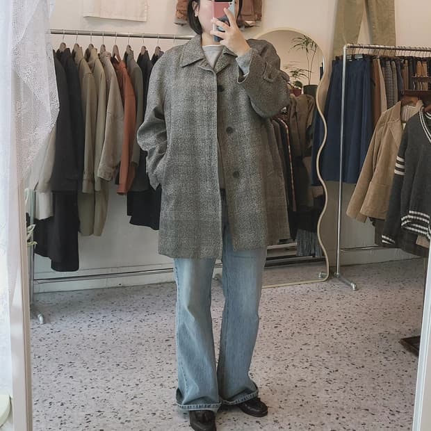 Be Bisshu 울100 체크코트