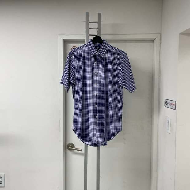 폴로 랄프로렌 깅엄 체크 반팔 셔츠 블루 M