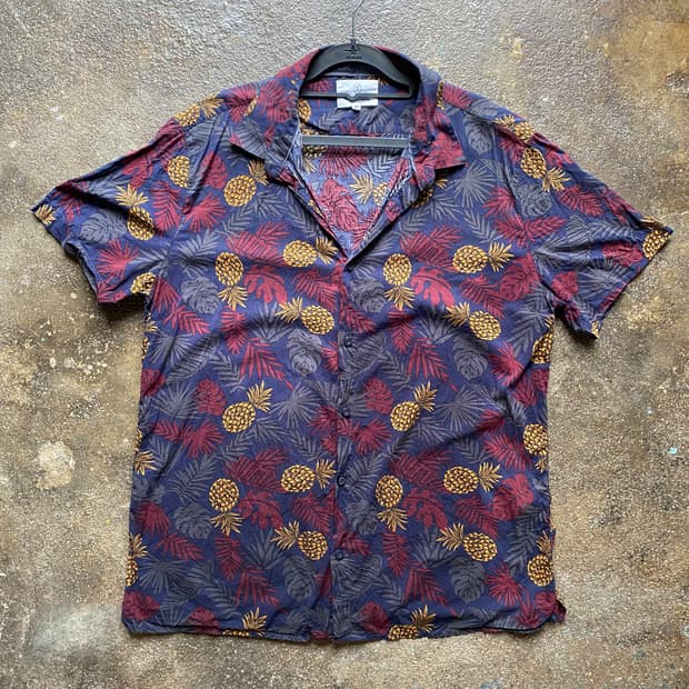 빈티지 파인애플 반팔 셔츠