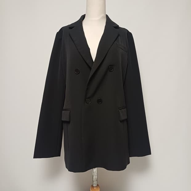 [XL/88] TNGTW 미니멀 더블 버튼 자켓 (블랙/스판 10%)