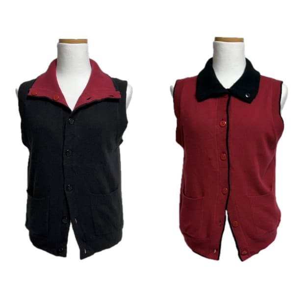 [캐시미어 100%] 리버서블 양면 니트 베스트 조끼