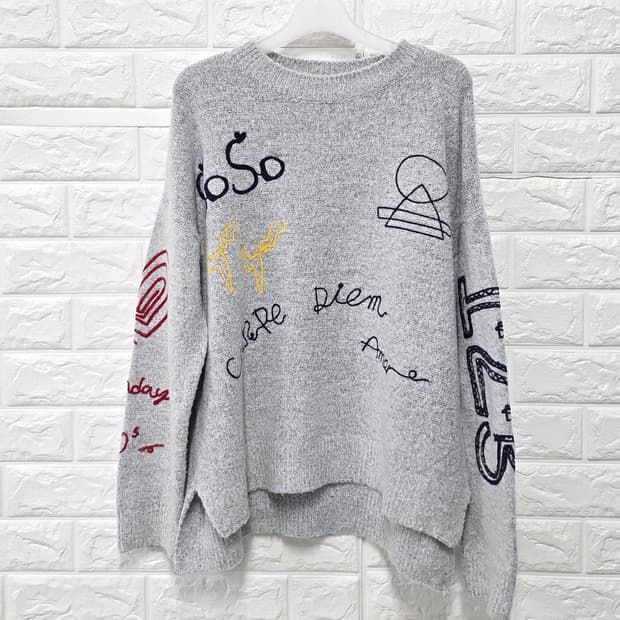 택포_ JIGOTT 지고트 레터링 루즈핏 니트 FREE