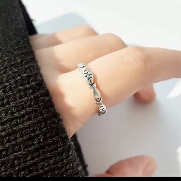 물고기반지 신주 은도금 조절 가능 반지