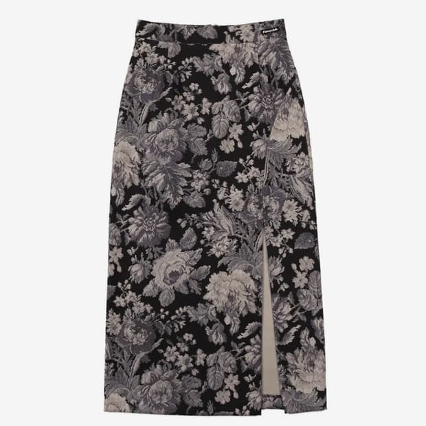 팬시클럽 플라워 패턴 슬릿 롱스커트