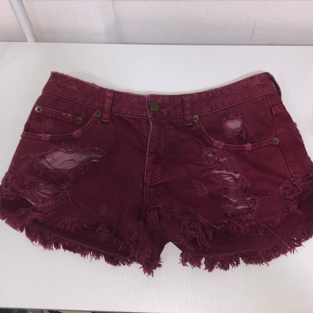 빈티지 갸루 자주 퍼플 숏 팬츠 숏츠 데미지 펑크