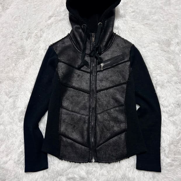 chic mood crack blocked hoodie zip-up