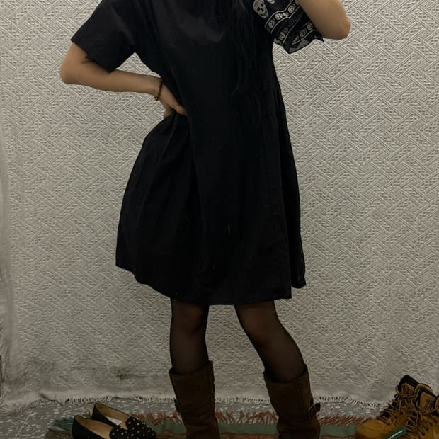 빈티지 고스모리 베이비돌 아방핏 플레어 반팔 원피스 K0374