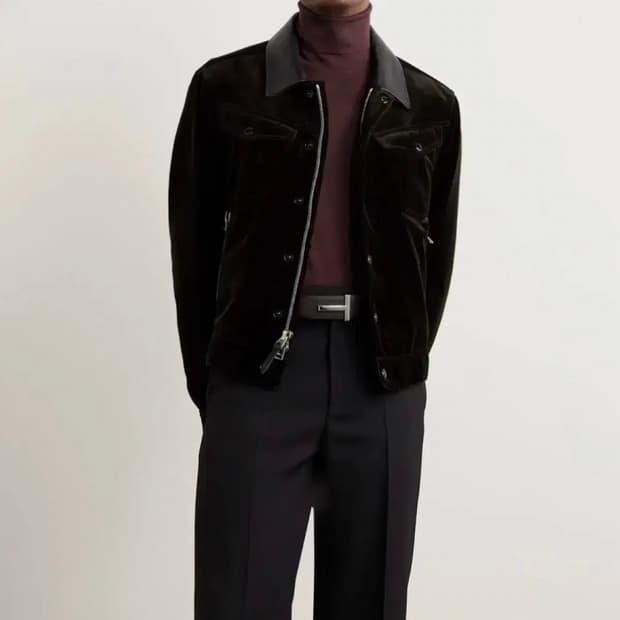 톰포드 레더 벨벳 웨스턴 트러커 자켓 50