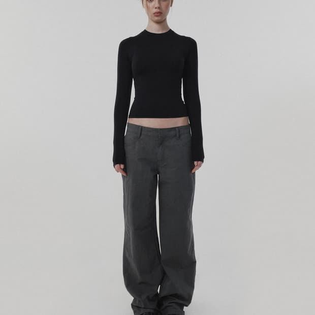 Suade semi wide pants charcoal gray