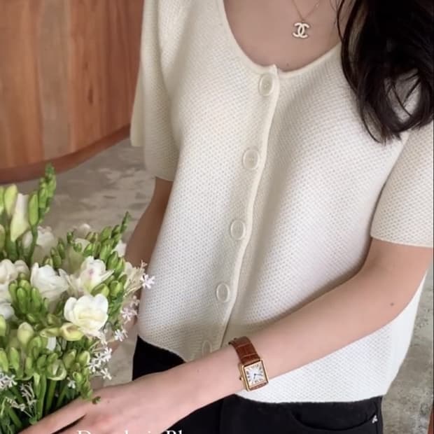 르플레인 leplain 캐시미어 울 반팔 니트