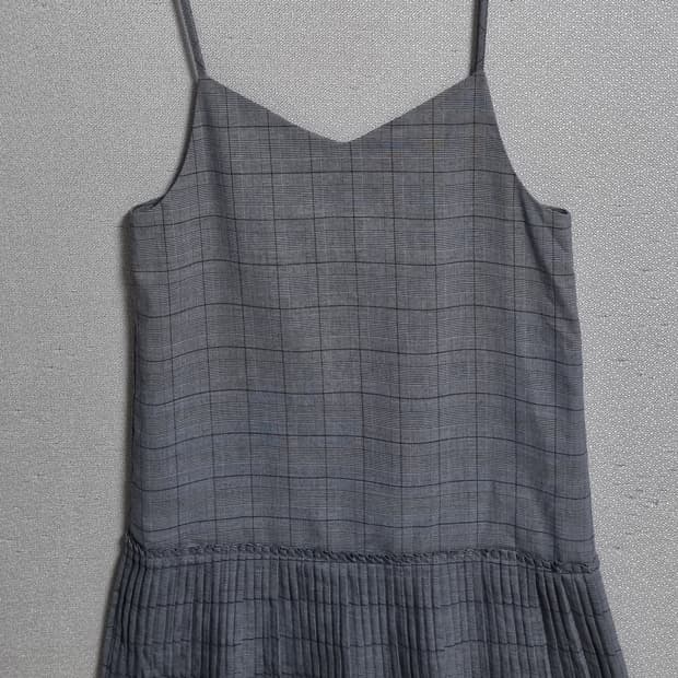 M ) MIXXO 미쏘 그레이 체크 뷔스티에 끈 원피스