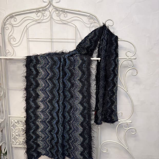 Missoni dark navy grunge fur muffler