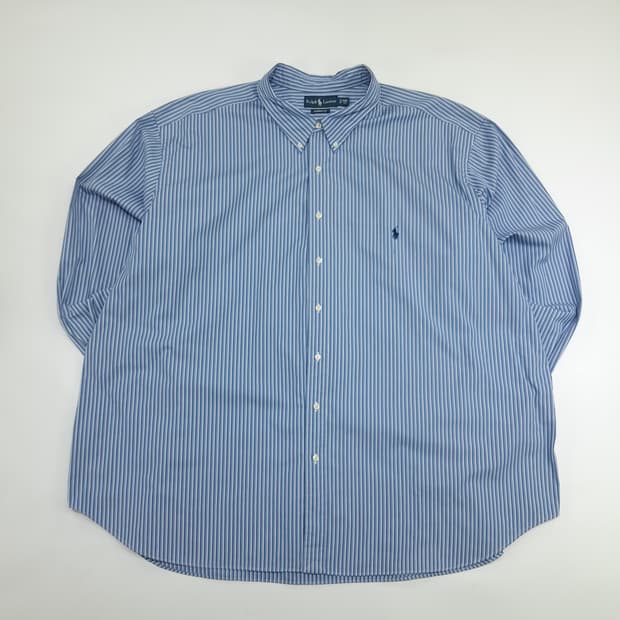 Co943 5XL Big 폴로 랄프로렌 블루 스트라이프 긴팔 셔츠 남방
