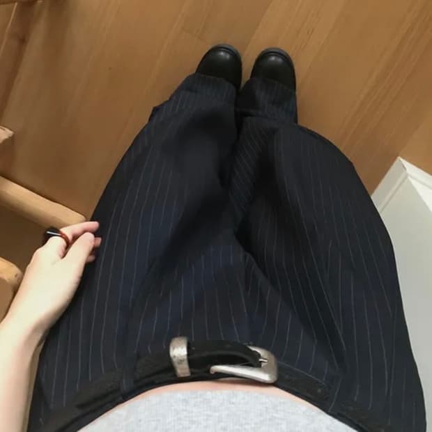 블렘토 햄 턱 스트라이프 슬랙스