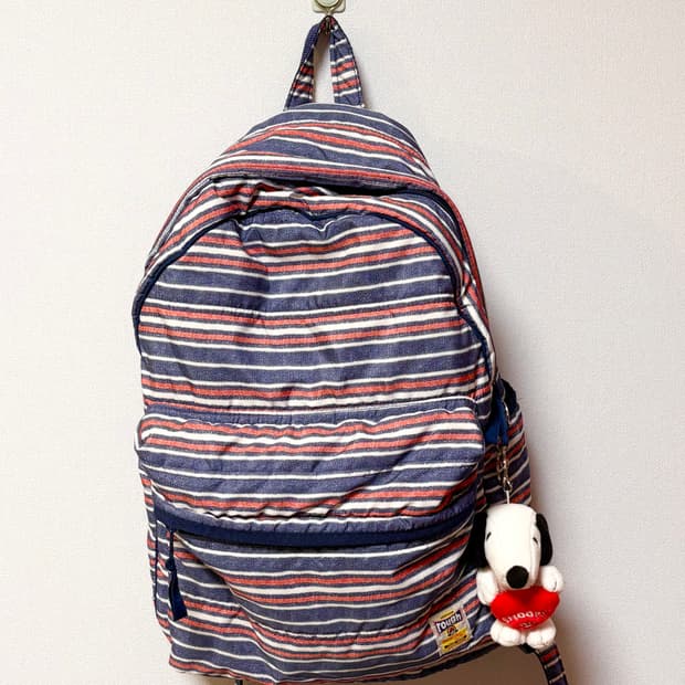 rough 일본 빈티지 백팩 모리걸 스트라이프 가방 도트 체크