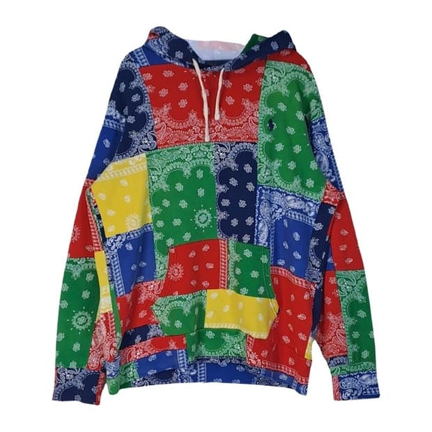 폴로랄프로렌 페이즐리 패치워크 후드티