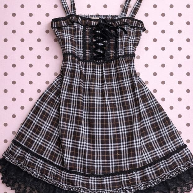 모리걸 빈티지 일본 체크 원피스