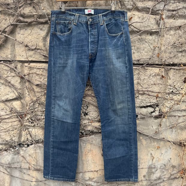 00s 리바이스 빈티지 501 워싱 데님 팬츠 34/32