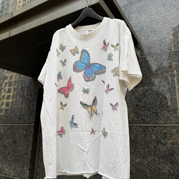 90s 빈티지 풀프린트 나비 티셔츠