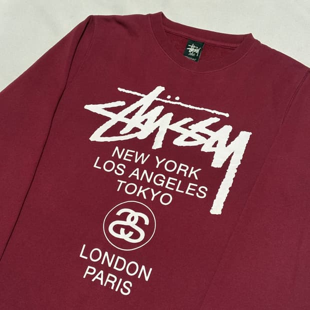 L 스투시 월드투어 버건디 맨투맨