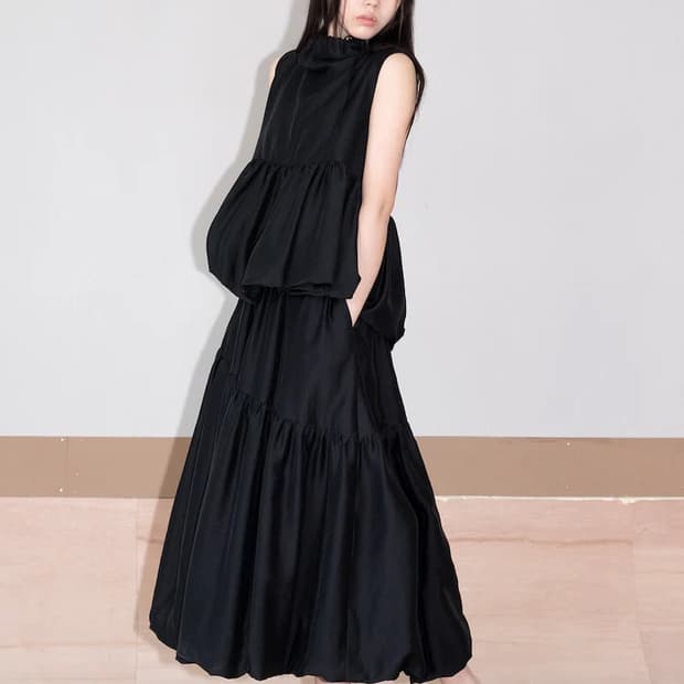 유노이아 Oblique Line Moss 스커트