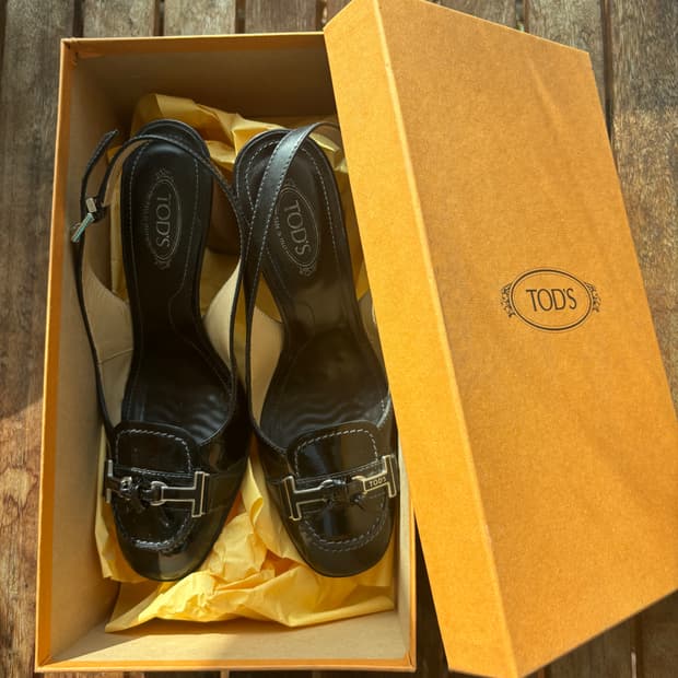 토즈 여성 블랙 가죽 힐 36size (230)