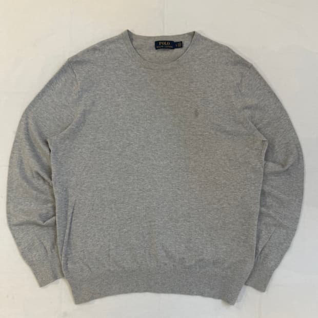 폴로 랄프로렌 라운드넥 코튼 니트 그레이