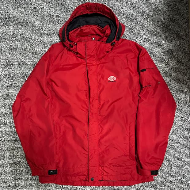 (100추천) 디키즈 레드 후드 바람막이 자켓