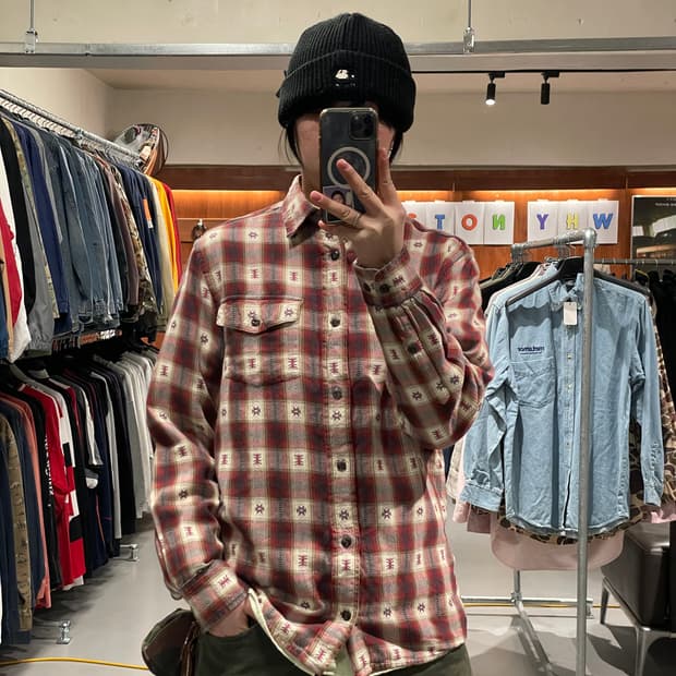 빈티지 나바호 체크 셔츠  