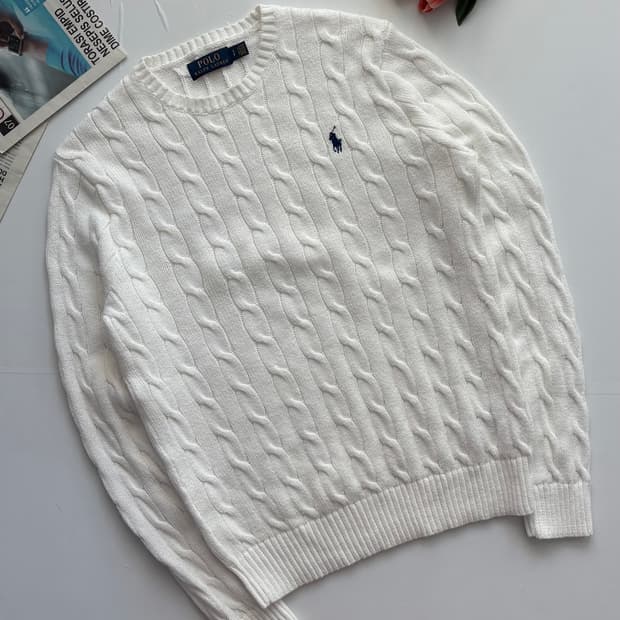 Polo 폴로랄프로렌 화이트 케이블 니트