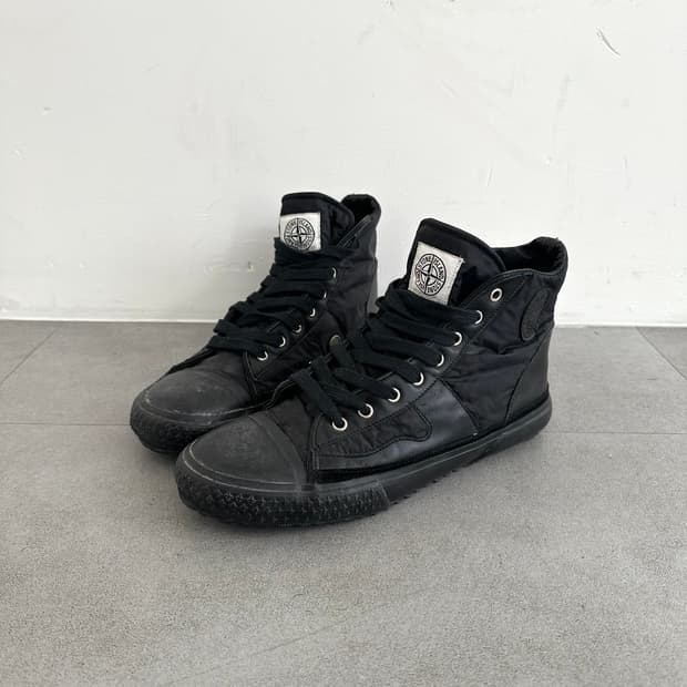 스톤 아일랜드 나일론 레더 유틸리티 하이탑