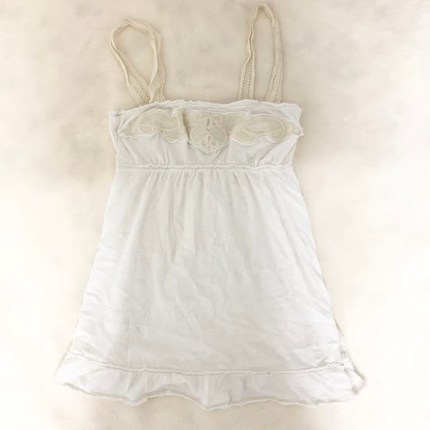 아베크롬비 자수 프릴 레이스 베이비돌 슬리브리스 화이트/페어리 빈티지
