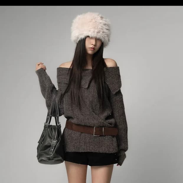 빈티지 오프숄더 울 니트 새상품