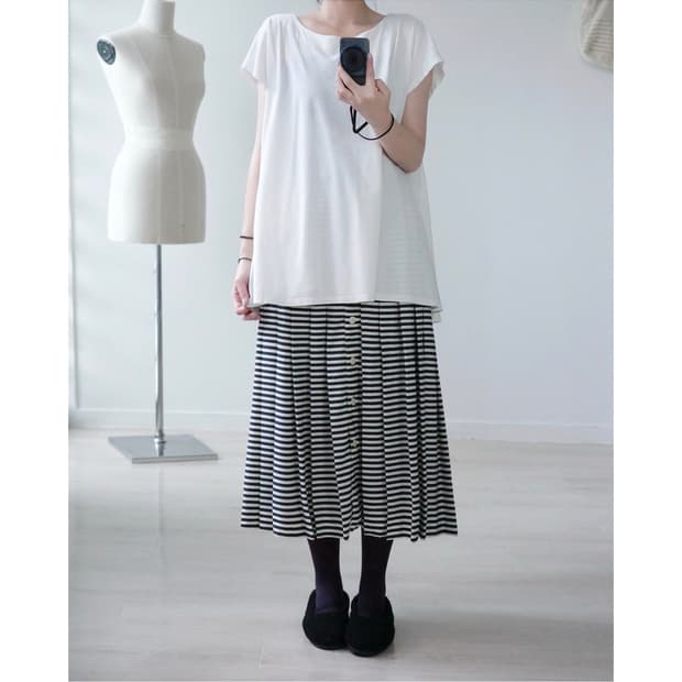 Minimal white french-sleeve tee