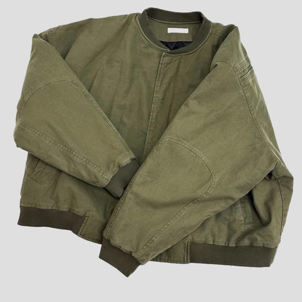 논노드 서퍼 다이 서지 봄버 자켓 빈티지 카키