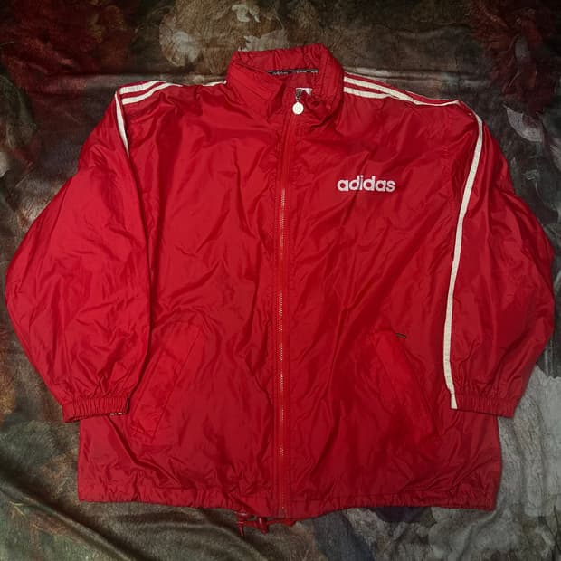 아디다스 빈티지 올드스쿨 삼선 레드바람막이 95
