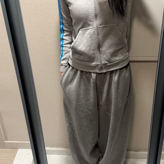 아디다스 그레이 후드집업 s