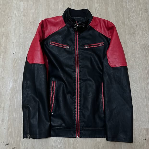 SHAWEIQI 남성 싱글 라이더 바이커 가죽자켓 XL/105 