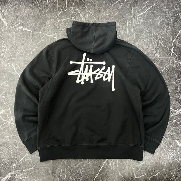 스투시 베이직 스탁로고 오버사이즈 후디 블랙