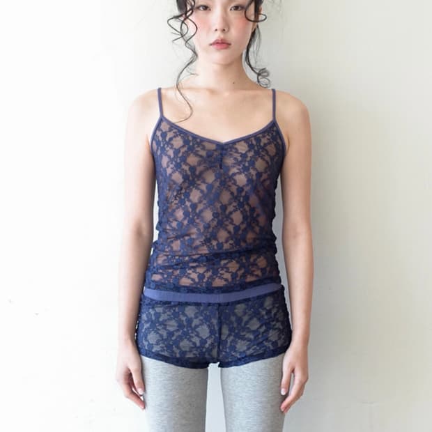 새상품) 샵페어리 레이스 슬리브리스 네이비