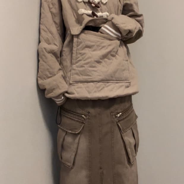 quilting duffle kangaroo anorak hood