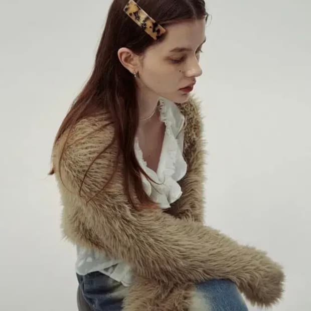 (새제품) 시눈 퍼 볼레로 브라운
