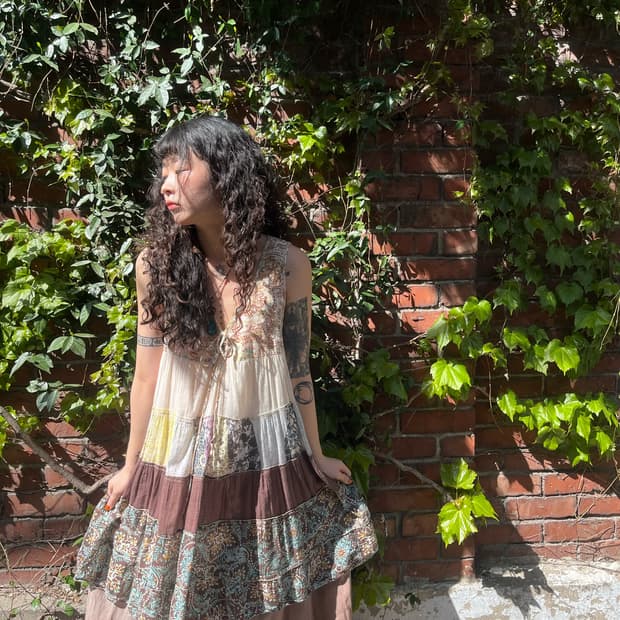 히피 에스닉 페이즐리 패치워크 원피스